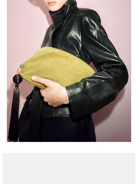 ZARA Olive Green tassel clutch